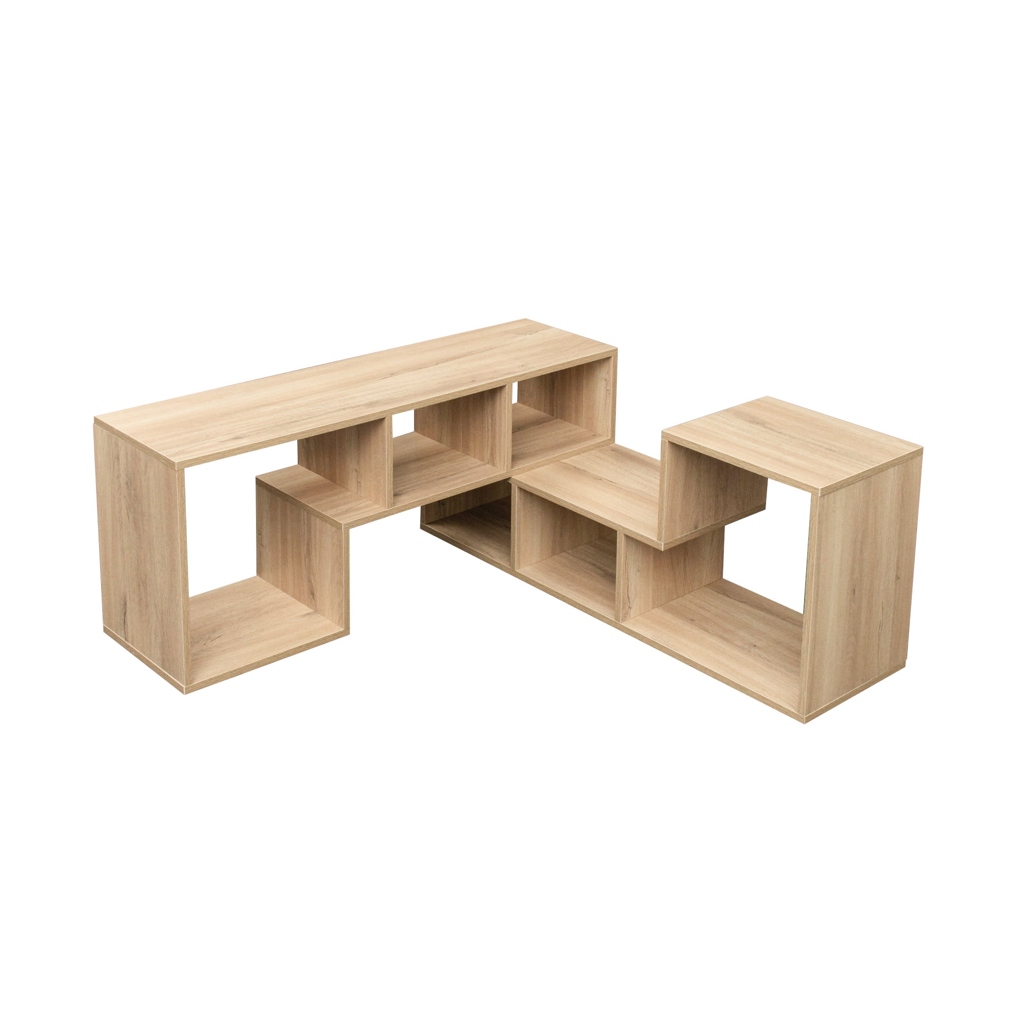 Yardi Yard Modern DIY Double L-Shaped TV Stand, Stackable Wood Bookcase Bookshelf for CDs/Books/Media Storage, Oak Yardi Yard Modern DIY Double L-Shaped TV Stand, Stackable Wood Bookcase Bookshelf for CDs/Books/Media Storage, Oak