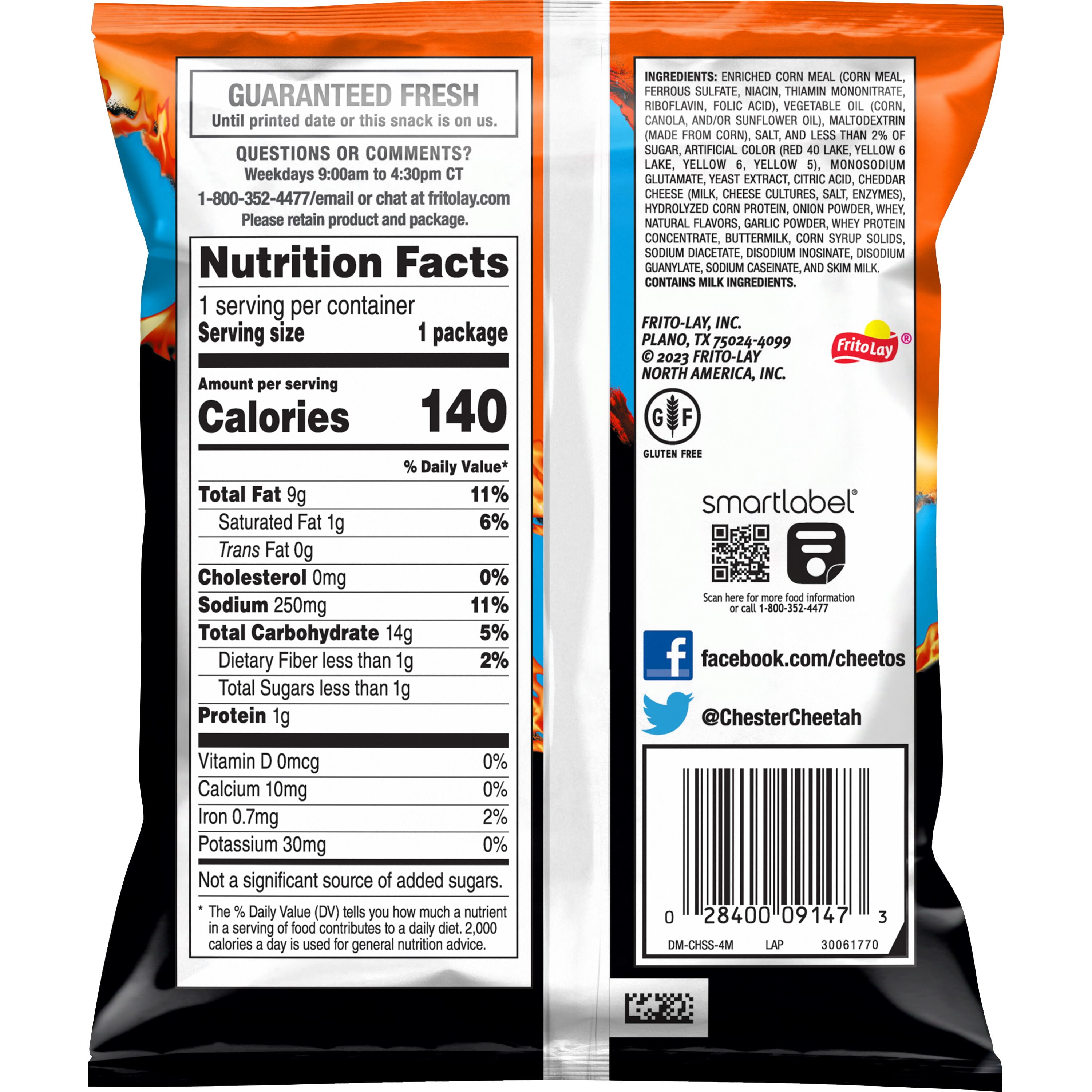 Cheetos Flamin Hot Flavored Single-Serve Puffed Snacks Chips, 0.87 Ounce Bag (Packaging May Vary)