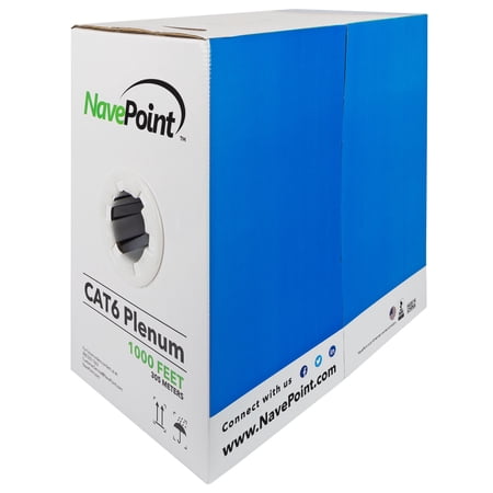 NavePoint Cat6 Plenum Jacket  1000ft  White  Copper Clad Aluminum Bulk Ethernet Cable  550MHz  23AWG 4 Pair  Unshielded Twisted Pair (UTP) price history on PriceWatchPro