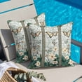 thumbnail image 4 of Retro Window Flowering Throw Pillow Cover Teal Floral Butterfly Cotton Linen Cushion Cover Throw Pillow Case with Invisible Zipper for Couch Sofa Bed Chair Car 24x24 Inch, 4 of 9