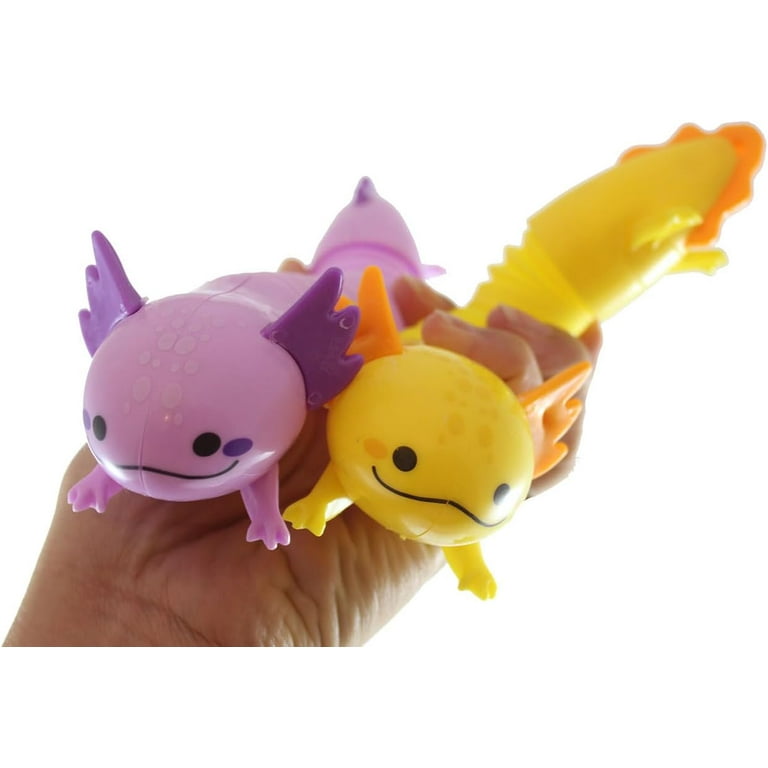 Set of 2 Cute Axolotl Pull and Pop Snap Animal Expanding Flexible Accordion Tube Toy - Free Play - Open Ended Fidget Toy (Random Colors)