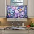 thumbnail image 5 of GZHJMY 36 Inch Length Kitchen Curtains Flowers Butterfly 2 Panels Half Window Sheer Curtains Rod Pocket Farmhouse Short Drapes for Bathroom Cafe Basement Home Decor, 5 of 7