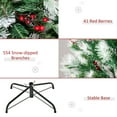 thumbnail image 6 of HOMCOM 5' Tall Unlit Snow-Flocked Fir Artificial Christmas Tree with Realistic Branches, Red Berries and 554 Tips, Green / White, 6 of 9