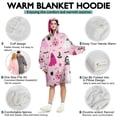 thumbnail image 5 of Wearable Oversized Blanket,Halloween Pink Ghosts and Witchy Elements Wearable Blanket Hoodie for Adults,Cozy Hooded Blankets with Super Pockets,Super Warm Fuzzy Pullover for Women & Men, 5 of 6