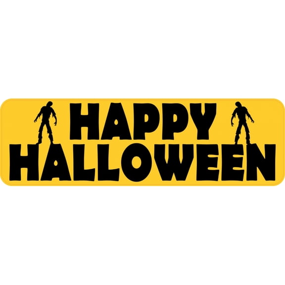10in x 3in Zombie Happy Halloween Bumper Sticker Vinyl Holiday Stickers