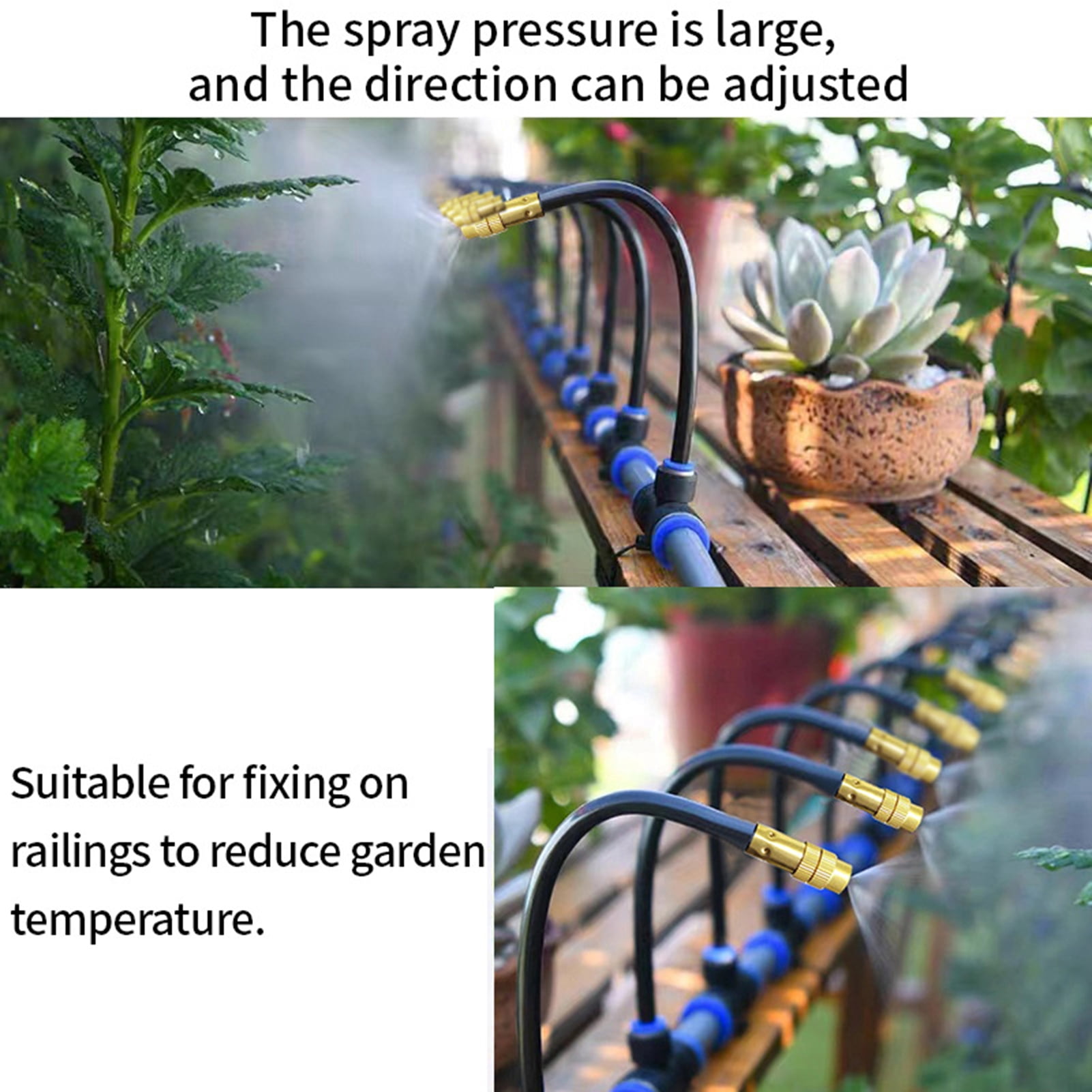 OIUR Drip Irrigation System Garden Watering System with 360 Degree Adjustable Nozzles Mist Irrigation System for Garden Yard Lawn Plants