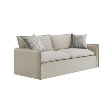 ACME Upendo Contemporary Linen Fabric Sofa with 2 Pillows in Beige