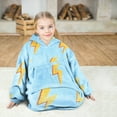 thumbnail image 5 of Solaris Kid's Oversized Wearable Blanket Hoodie Sweatshirt, Warm Comfortable Sherpa Fleece Pullover with Large Front Pocket for Teens (7-16 yr) Youth Boys, Girls, Blue Thunder, 5 of 7