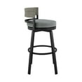 thumbnail image 3 of Armen Living Encinitas Outdoor Patio Swivel Bar Stool in Aluminum and Wicker with Grey Cushions, 3 of 12
