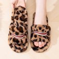 thumbnail image 4 of BOERTEU Women Striped Embroidered Fuzzy Open Toe House Slippers, 4 of 9
