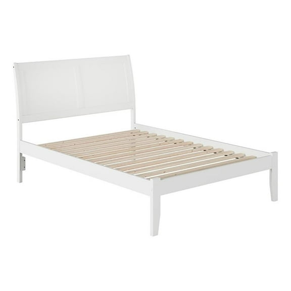 Leo & Lacey Farmhouse Solid Wood Full Platform Bed with USB Charger in White