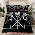 thumbnail image 2 of Homewish Lacrosse Queen Sheet Sets 4-Piece for Boys, Gray Black Flat Sheet, Sport Helmet Queen Fitted Sheet, Breathable Home Decor, 2 of 7
