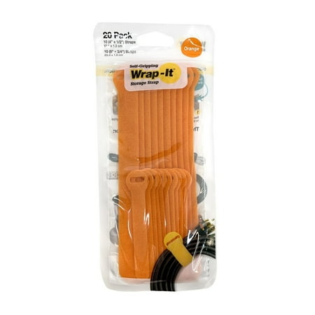 Wrap-It Storage - Self-Gripping Cable Ties (20-Pack) Reusable Hook and Loop Cord Organizer Cable Tie for Cord Management and Organization - Black