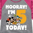 thumbnail image 3 of Mickey & Friends - Hooray I'm 5 Today - Toddler And Youth Girls Raglan Graphic T-Shirt, 3 of 5