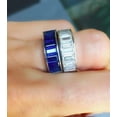 thumbnail image 2 of HeartsAndYou Emerald Natural Sapphire & Moissanite Eternity Bridal Bands 14k SOLID White Gold, 2 of 9
