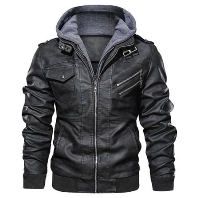 Chaqueta de cuero de PU de versión simple para hombre de primavera y otoño, tendencia de moda para hombre de talla grande de Europa y Estados Unidos