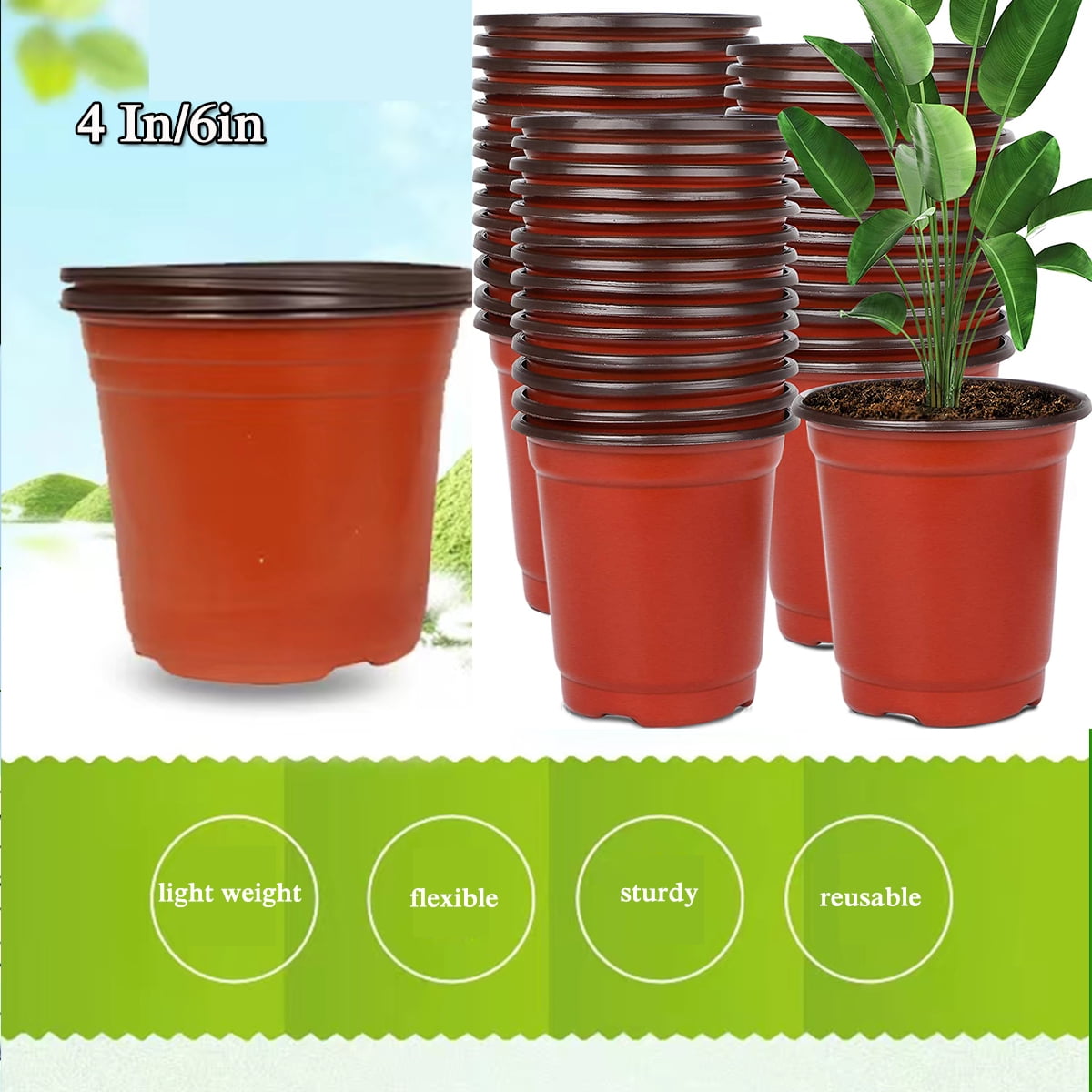 4" /6" Plastic Plants Nursery Seedlings Pot/Pots Flower Plant Container