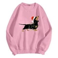 thumbnail image 7 of Tiweut Women's Leisure Hoodies Christmas Santa Sausage Dog Print Fashion Loose Fit Pullover Long Sleeve Round Neck Regular Tops Pink,L, 7 of 7