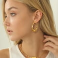 thumbnail image 2 of U7 Large Big Hoop Earring for Women Stainless Steel Gold Plated Bamboo Earrings 40mm Christmas Anniversary Gift for Mother Wife, 2 of 8