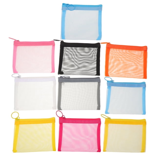 unbranded 10Ud Bolsa De Malla Colorida Con Cremallera Para Viaje Y Oficina