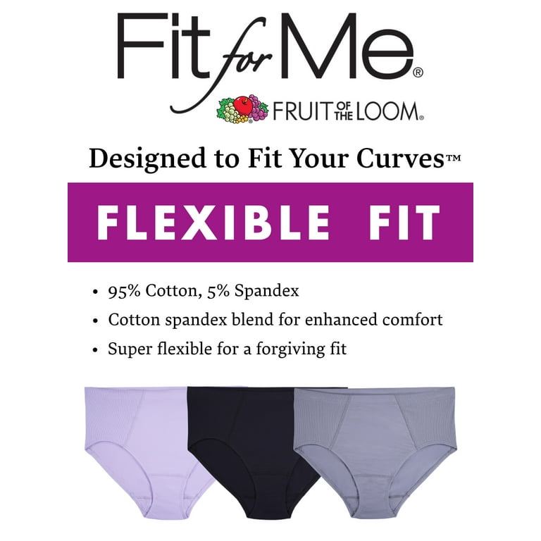 Fit for Me by Fruit of the Loom Women's Plus Size Brief Underwear, 6 Pack