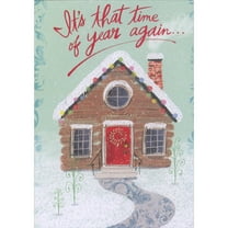 Designer Greetings It's That Time of Year Again: Wood House with Red Door 3D Pop Up Funny Christmas Card for the One I Love