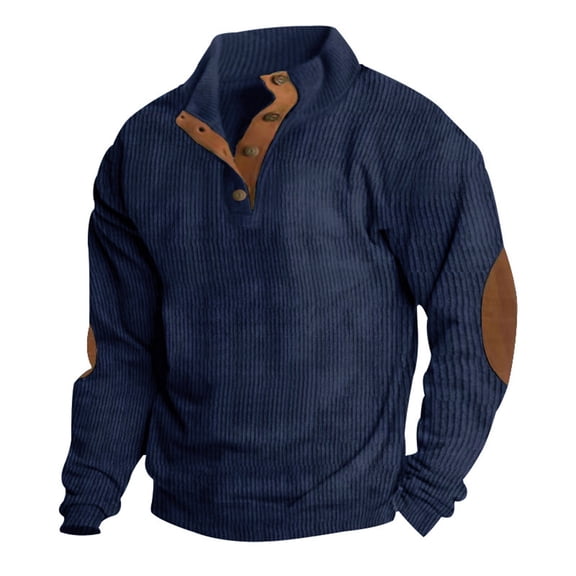 EnJoCho Boys Corduroy Sweatshirt - Stand Collar Button Front Long Sleeve Pullover Top for Kids Fall Winter Back-to-School Casual Outerwear