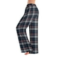 thumbnail image 2 of Pajama Pants with Drawstring Elastic Waist, Plaid Print Sleepwear, Comfortable Straight Leg Loose Lounge Pants for Women, Versatile for Home,Navy,L, 2 of 4