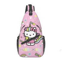 Hello Kitty Sling Bag for Women, Crossbody Sling Backpack Daybackpack, Cute Shoulder Bag Chest Bag for Travel Hiking Cycling, 15.3*7.2*3.5 Inch