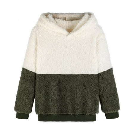 

SYNPOS Toddler Kids Boys Girls Fuzzy Pullover Sherpa Hoodies Sweatshirt Warm Loose Long Sleeve Outwear