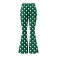 thumbnail image 7 of LangJing Polka Dot Flare Leggings for Women, High Waisted Opaque Flare Pants for Yoga Workout Sweatpants Stretch Bell Bottom Leggings Green,M, 7 of 7