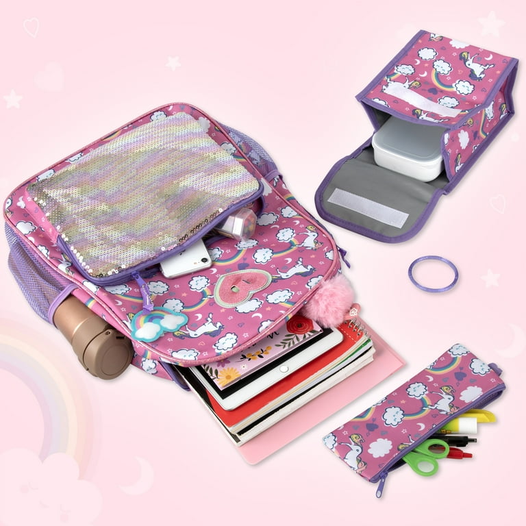 Trailmaker 6-in-1 Backpack Set, Sparkle Unicorns, Blue photo 4