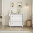 thumbnail image 3 of Luku 3-Drawer Dresser - Tall Boho Dresser with Curved Legs, Rattan Accents, and Freestanding Storage for Living Room, Bedroom, Entryway, or Balcony (30" L x 15.8" W x 29.3" H), 3 of 10