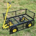 thumbnail image 4 of Kumix 600 Lbs Steel Garden Cart, Heavy Duty Garden Wagon Cart Pullable on Wheels, Metal Yard Utility Wagon Carts with 10" All Terrain Tires, Mesh Removable Sides and 180°Rotating Handle, Black&Yellow, 4 of 8