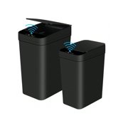 2-Pack Touchless Trash Cans – 2.2Gal & 4Gal Automatic Motion Sensor Garbage Bins – Waterproof Smart Cans for Bathroom, Bedroom, Office & Kitchen (Batteries Not Included)