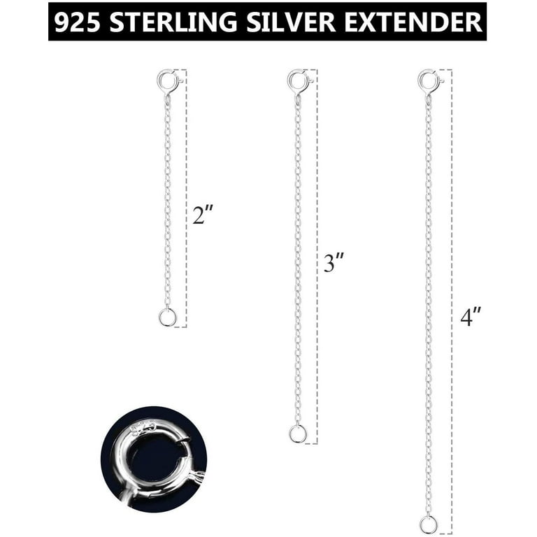 3 Pcs 925 Sterling Silver Necklace Extenders for Women Durable Strong  Removab