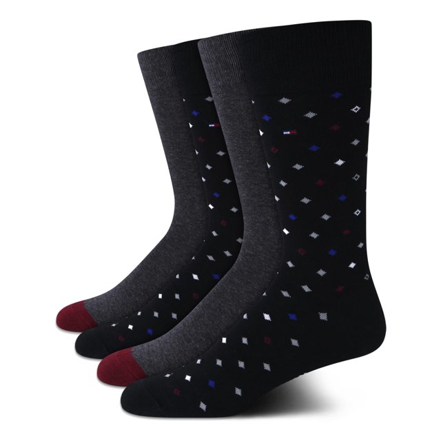 Calcetines de vestir Tommy Hilfiger, paquete de 4, cómodos y elásticos, con cuello redondo, para hombre