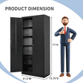 thumbnail image 2 of 71" Metal Storage Cabinet with Lock,Garage Storage Cabinet with 2 Doors and 5 Adjustable Shelves,Tool File Cabinet for Garage Office,Home,Gym,School（Black）, 2 of 9