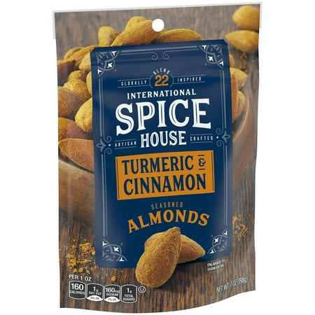 International Spice House Turmeric & Cinnamon Seasoned Almonds, 7 oz (Best Almonds In The World)