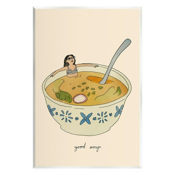 Stupell Industries Girl Bathing in Soup Food & Beverage Painting Unframed Art Print Wall Art, 10 x 15