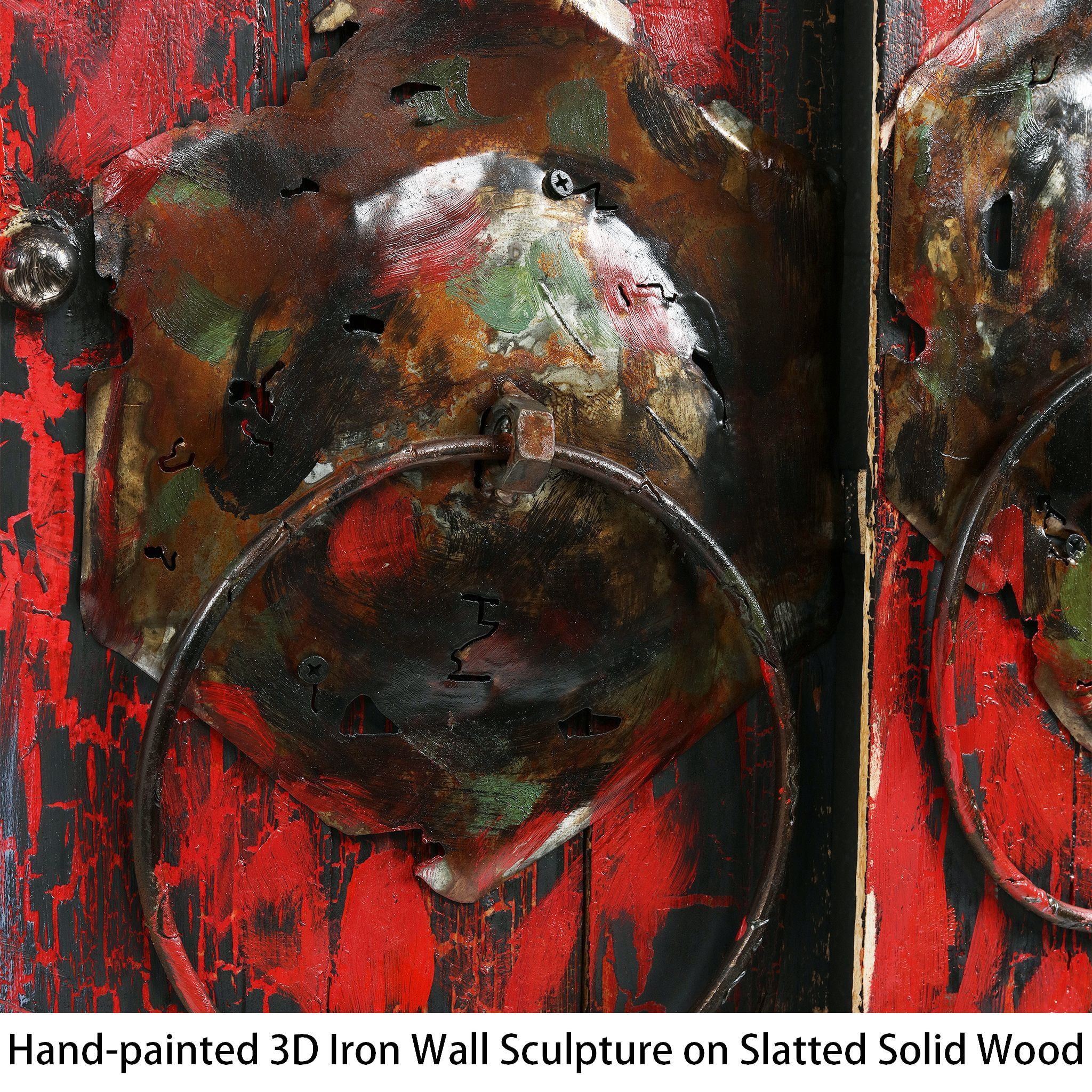 Empire Art Direct PMO-130322-4730 Primo Mixed Media Hand Painted Iron Wall Sculpture - Antique Wooden Doors 1