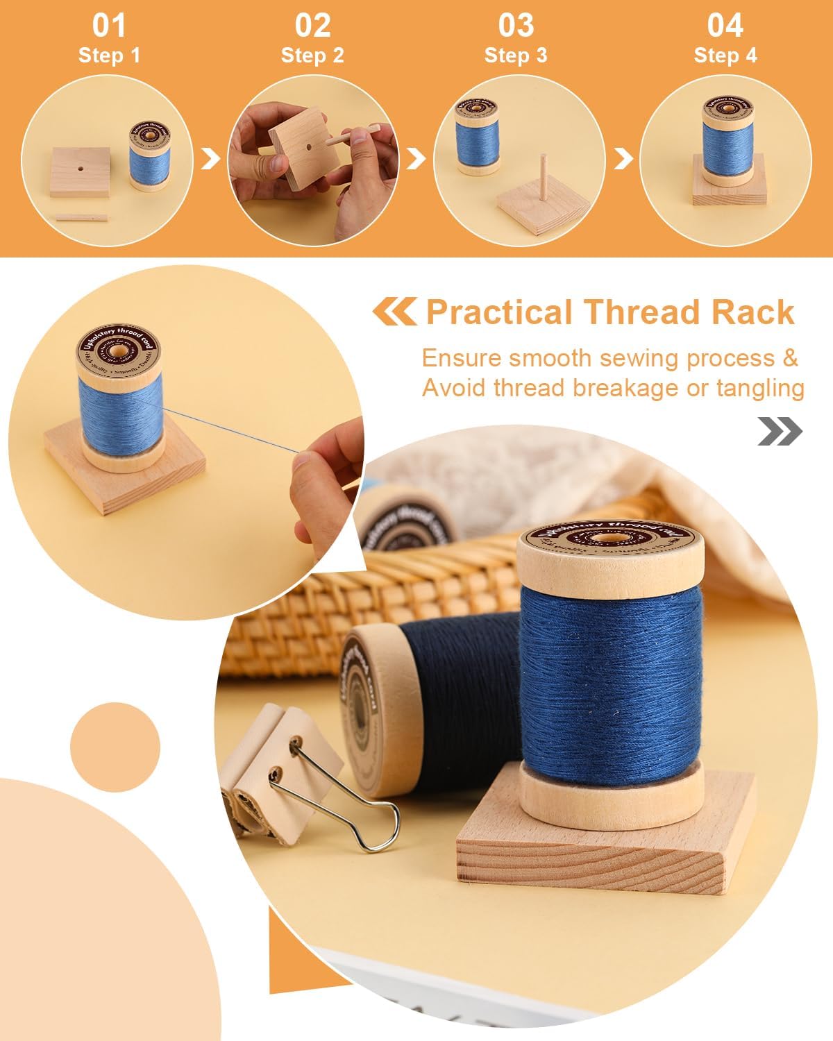 Upholstery Repair Kit, Sewing Kit with Blue Sewing Threads, Professional Heavy Duty Sewing Kit for Home Repair Sewing Denim Clothes, Denim Bags, Jacket, Shoes, Wallets Crafts