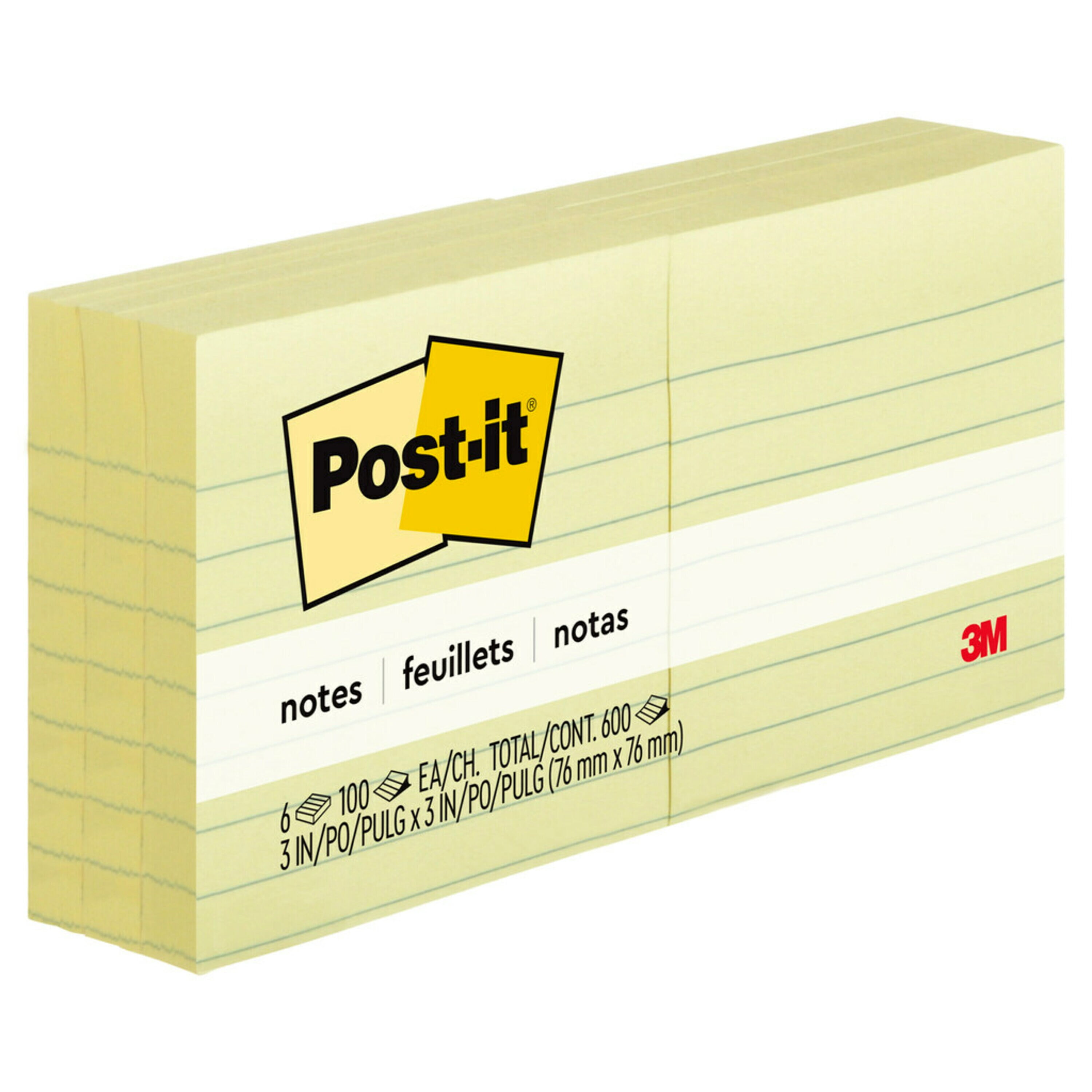 Post-it® Pop-up Notes Original Canary Yellow Pop-Up Refill Pack of 6 Lined 