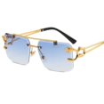 thumbnail image 1 of Gafas de sol retro con cabeza de leopardo y borde de doble haz cuadrado sin marco, 1 of 5