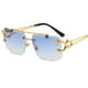 thumbnail image 1 of Gafas de sol retro con cabeza de leopardo y borde de doble haz cuadrado sin marco, 1 of 5