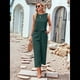 thumbnail image 5 of Conjunto de Dos Piezas de Verano para Mujer: Top Corto Sin Mangas con Cuello Redondo y Pantalones Anchos con Bolsillos. Azul Oscuro L, 5 of 10