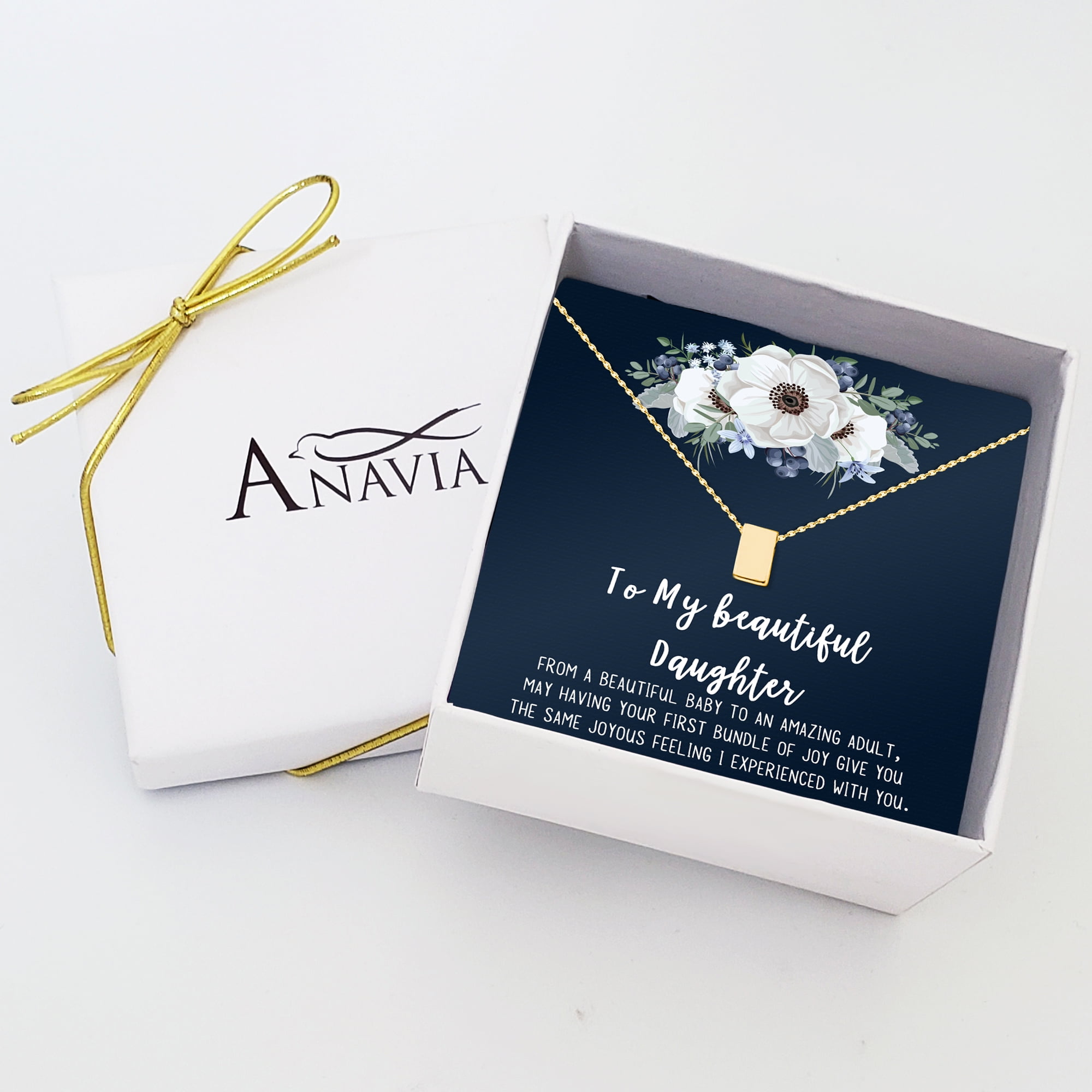 Mom Gifts, Cube Necklace for Mother & Daughter, Necklaces for Women, Best Birthday Gift Ideas, Pendant Mother's Jewelry For Her, Mothers Day [Gold Cube, No-Personalized Card]