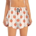 thumbnail image 4 of Lsque Orange Peach Printed Women's Running Shorts with Liner Pockets,Elastic Quick Dry Workout Athletic Gym Yoga Shorts,Womens High Waist Shorts-Large, 4 of 9