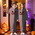 thumbnail image 2 of CUZIBR Girls Halloween Onesie Pajamas Kids Boys Hooded Plush Pumpkin Pajama Patchwork Zip Up Long Sleeve Jumpsuit Loungewear Funny Homewear,Red,5-6 Years, 2 of 4