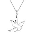 thumbnail image 3 of Cut-Out Sparrow Bird Outline .925 Sterling Silver Pendant Necklace, 3 of 5